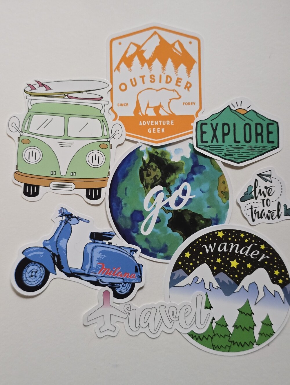 Green & Blue Travel Stickers Pack